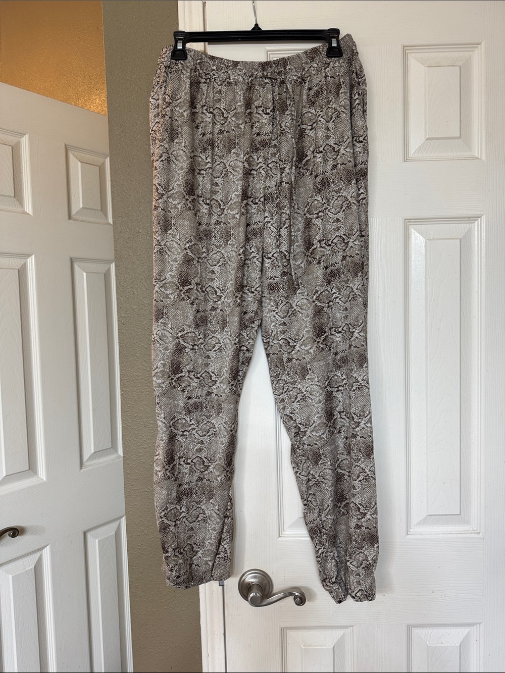 Walter Baker Taupe Snake Print Elastic Waist Joggers